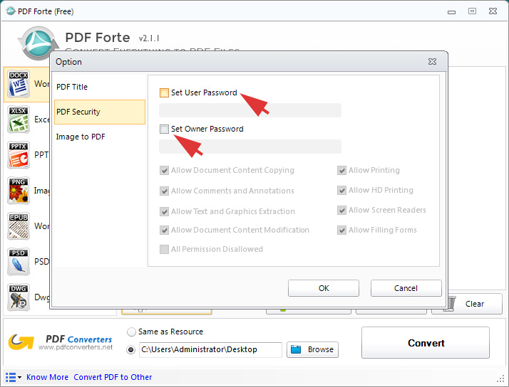 protect PDF files with passwords using PDF Forte for free
