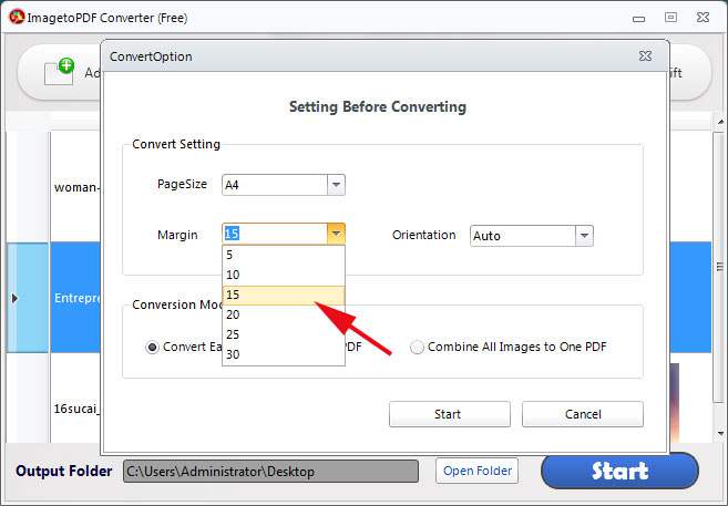 set pdf page margin for your PDF files before converting your image files to PDFs