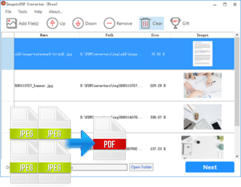 Merge pictures to one pdf file.