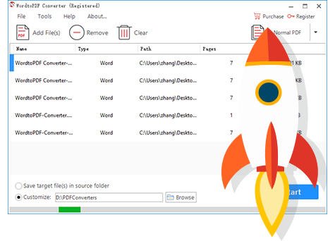 Convert multiple Word files to PDF documents.