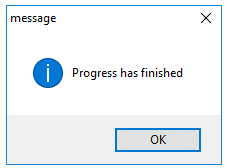 This is the prompt dialog which appears when the conversion is done.