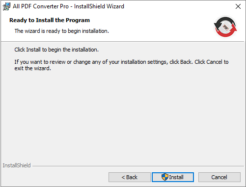 This is the ready-to-install dialog during setup.