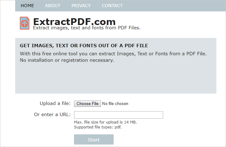 This is the site "extractpdf.com".