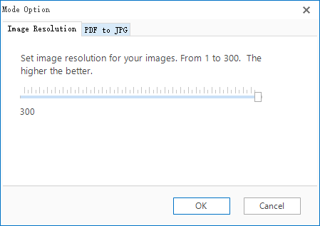 "Image Resolution" tab of PDFtoImage Converter.