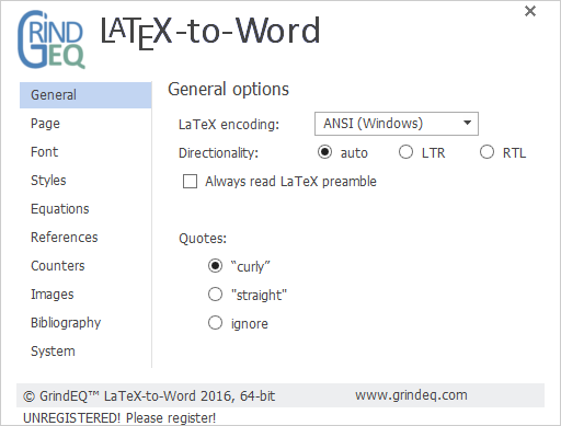 Panel of Grind EQ LaTeX to Word