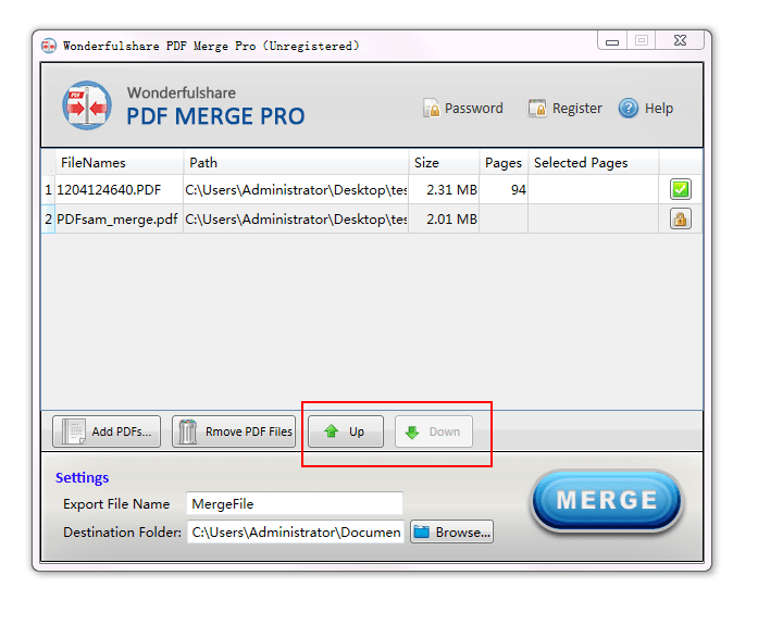 screenshot of PDF Merge Pro