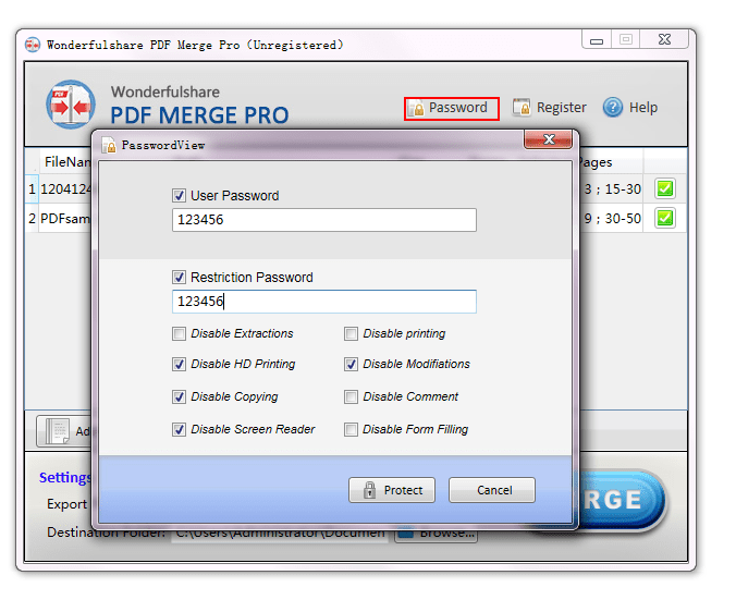 screenshot of PDF Merge Pro