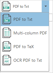 "PDT to Txt" option of PDFtoTXT Converter.