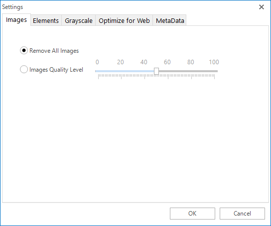 "Remove All Images" option of PDF Compressor V3.