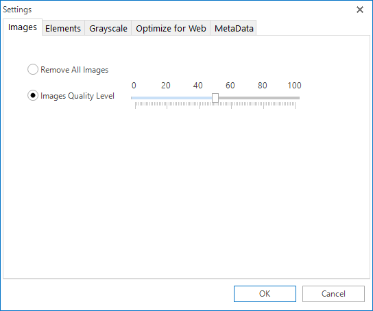 "Setting" panel of PDF Compressor V3.