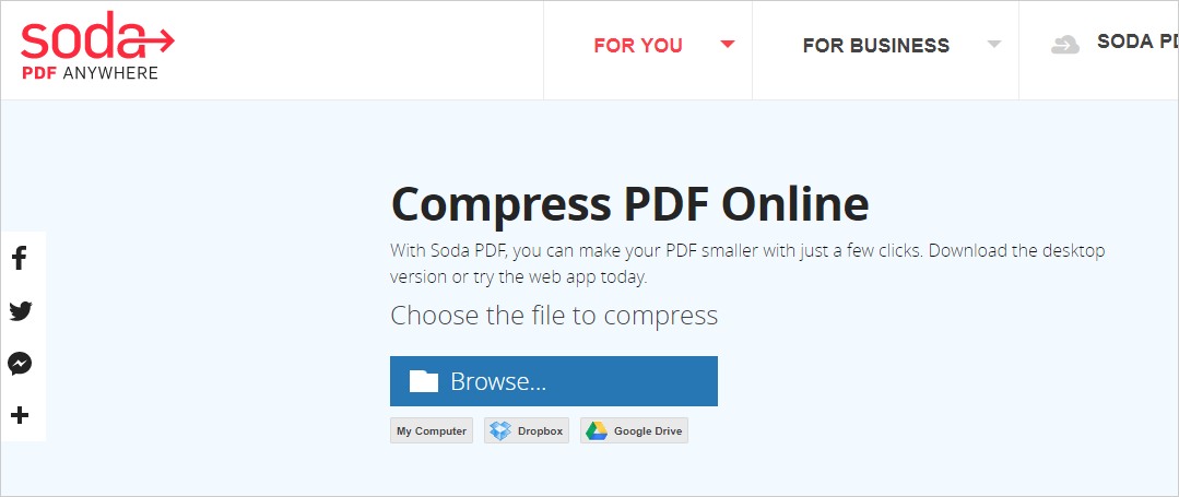 Soda PDF Anyhere onlien compression.