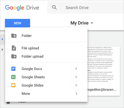 Upload file to Google Drive.