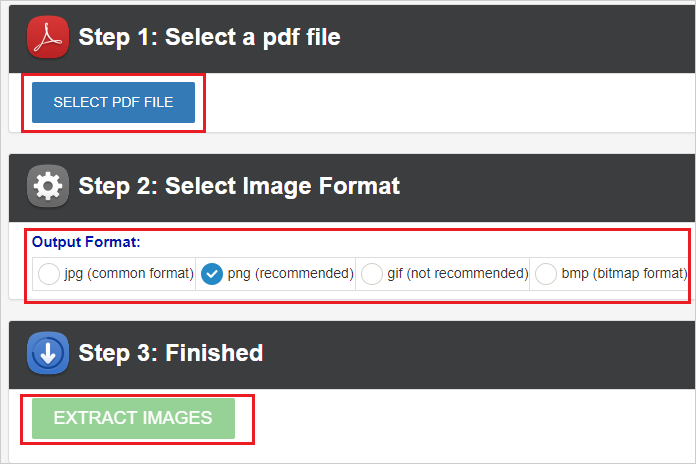 Extract images from PDF on PDFaid.com.