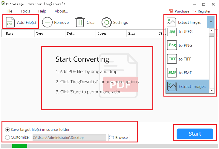 Extract images from PDF with PDFtoImage Converter.