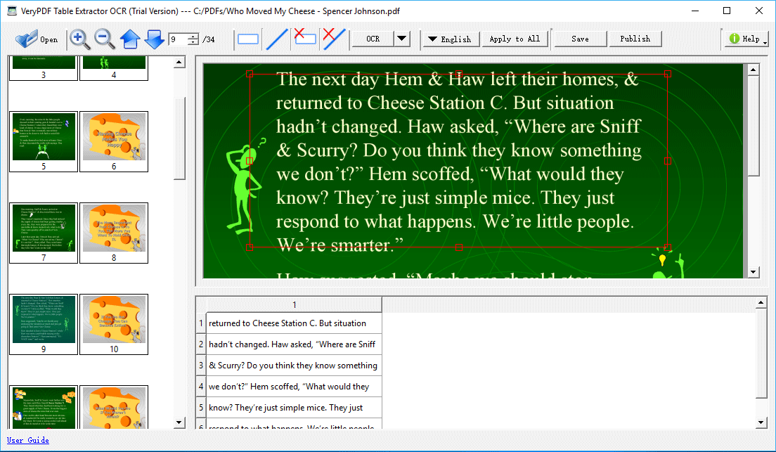 Draw a table onto the text-area in Verypdf Table Extractor OCR.