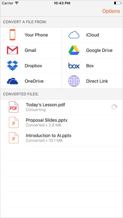 Interface of PDF to PowerPoint.