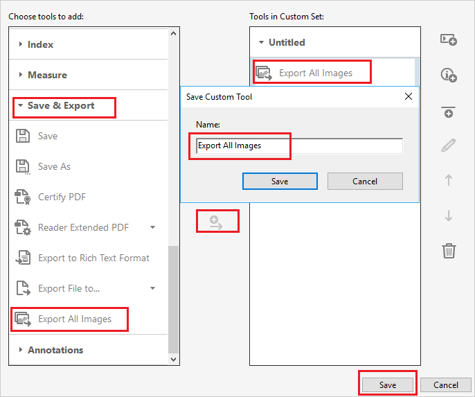 "Save & Export" option of Acrobat.