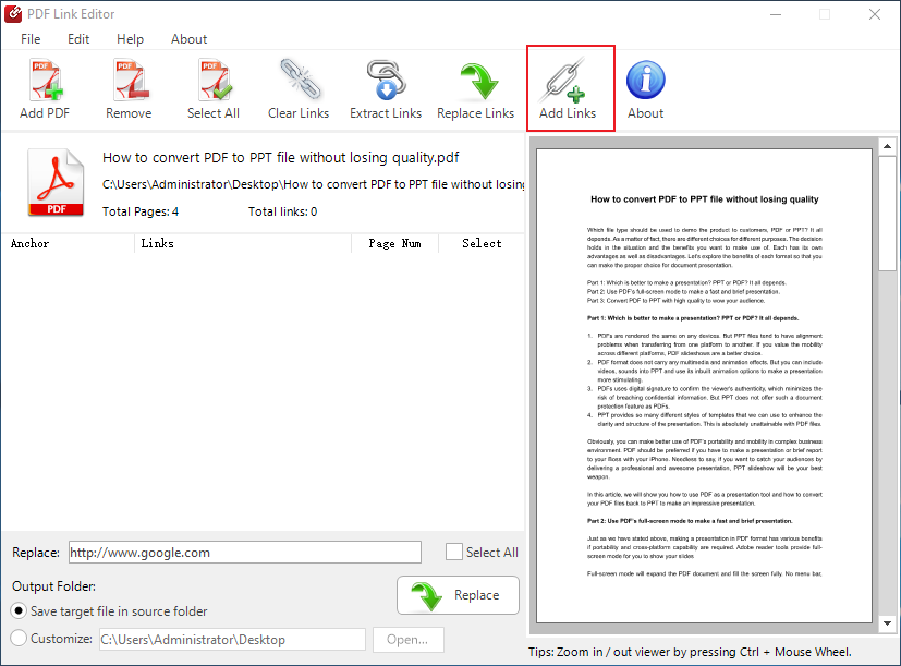 This is PDF Link Editor.