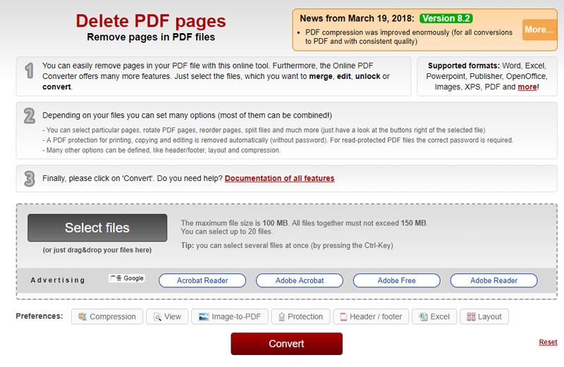 delete pages in pdf with online tool